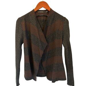 Iris Setlakwe Womens Striped Wool & Knit Cardigan Jacket Size 4 Made In Canada